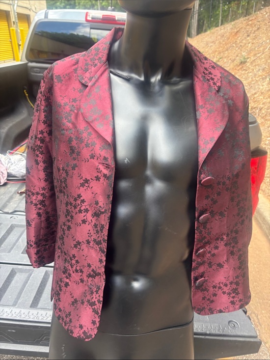 Leslie Fay Other - Leslie Fay Burgundy and Black Floral Jacquard Blazer